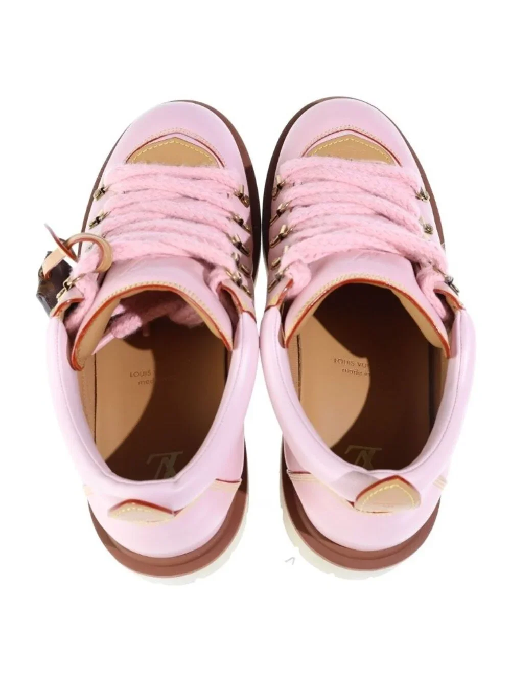 Louis Vuitton LV Remix Derby Chunky Sole Leather Low Cut Boots Pink